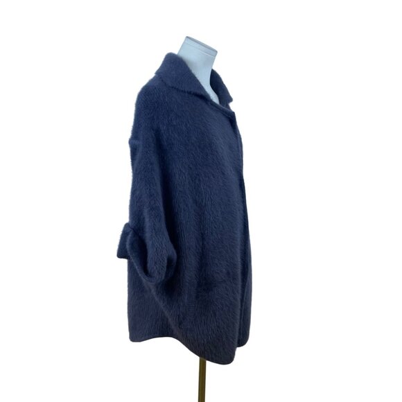 Womens Navy Blue/ Grey Wrap Cape Coat Oversized Style Sz 175/92A US L - Picture 2 of 12